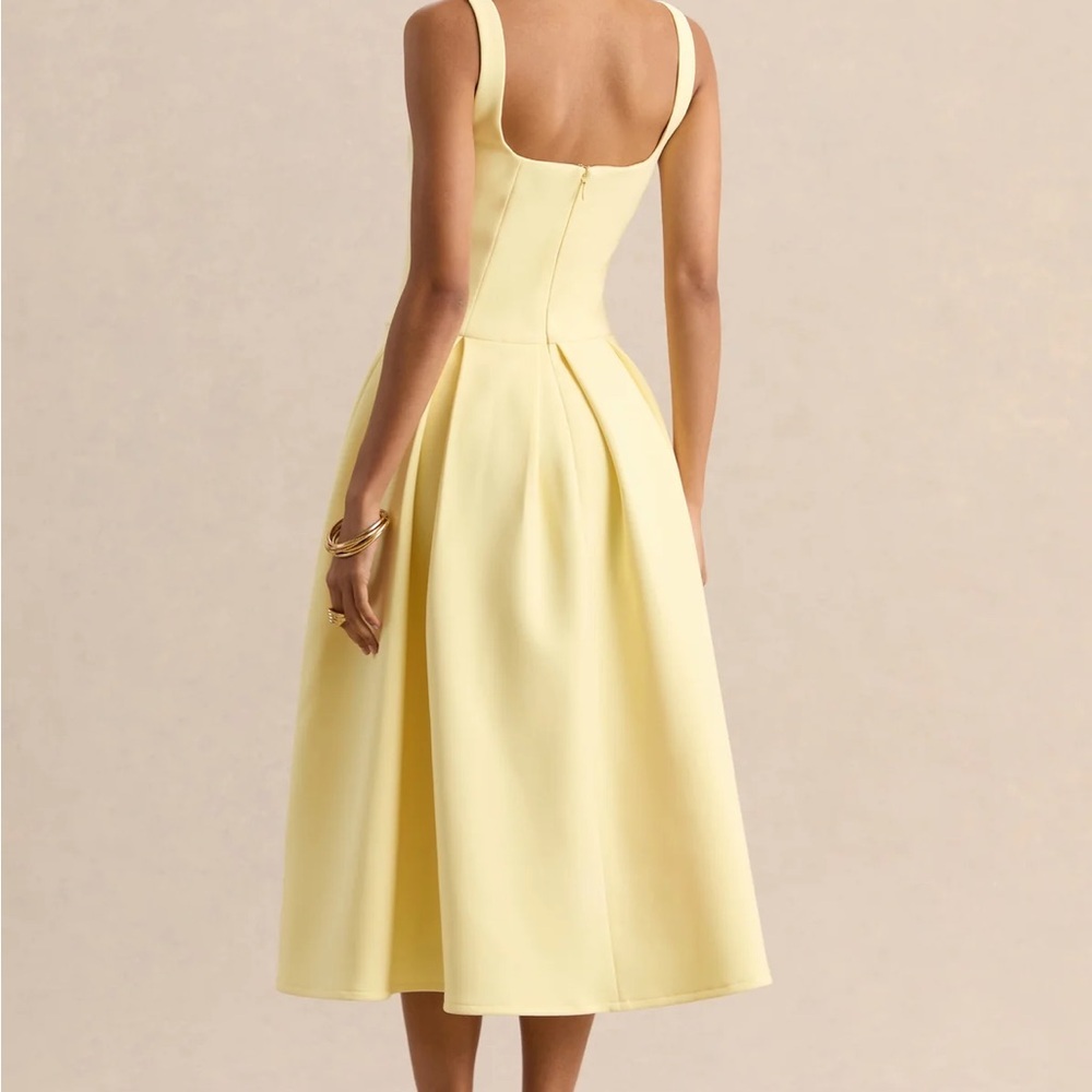 Club L London Sweetheart Midi Dress in Pale Yellow - NEW WITH TAGS - Picture 2 of 8